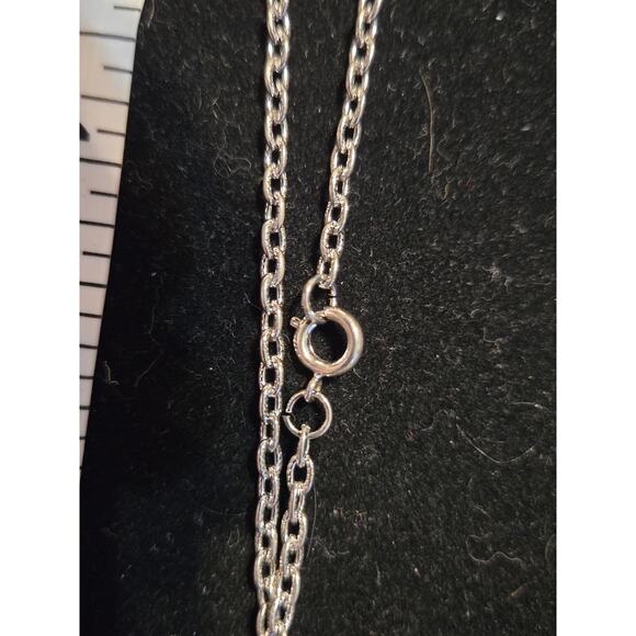 Vintage Silver Toned Flowers Pendant Chain Necklace With Five Dangle Bars Tassel - Picture 4 of 9